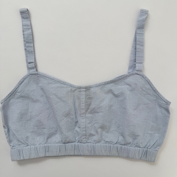 Samantha Pleet Crop Top Bralette Bra Tank Blue Chambray Sz XS - Picture 10 of 13
